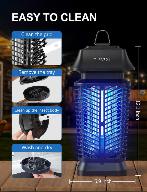 CLEVAST Electric Bug Zapper Outdoor Indoor Mosquito Zapper Fly Traps with UV Light, Bug Lamp for Patio, Yard, Garden