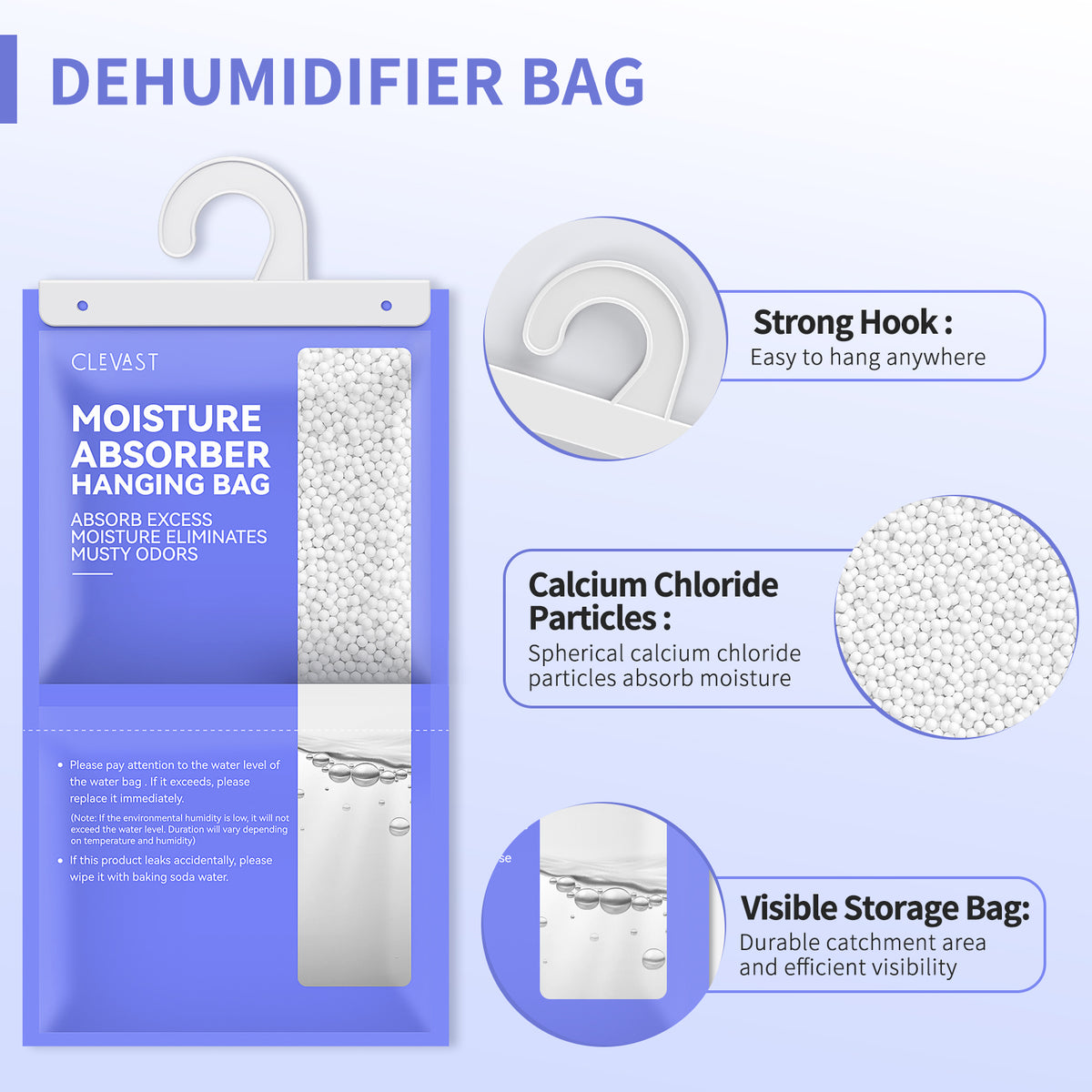 Moisture Absorber Bags 10 Packs, 15 Oz Hanging Dehumidifier Bags For Closets Bathrooms Kitchens