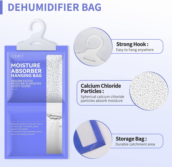 Moisture Absorbers Packets 10 Pack, Dehumidifier Bags for Closet, Hanging Humidity Absorber in Wardrobes, Bedrooms, Bathrooms(230g/pack)