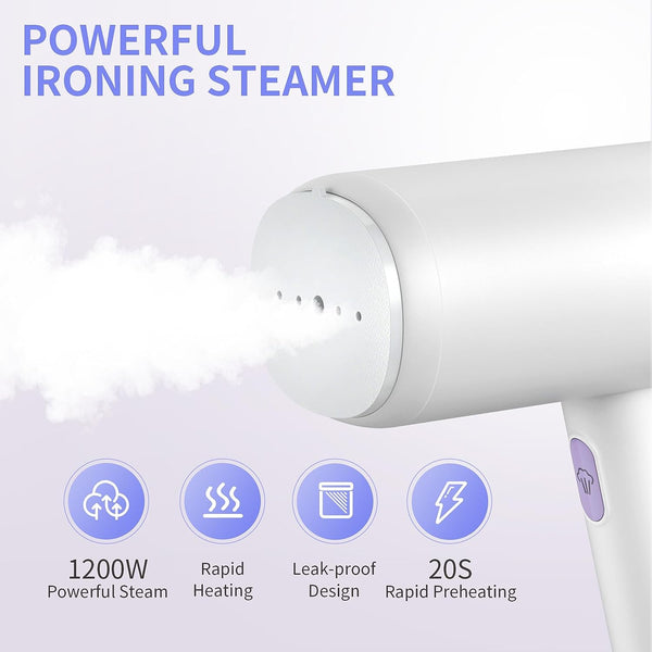 Handheld Steamer for Clothes, Foldable Travel Steamer with Portable Mini Size, 20 Second Fast Heat-up, 1200W Garment Steamer-150ml Fabric Wrinkle Remover with Brush for Home and Office