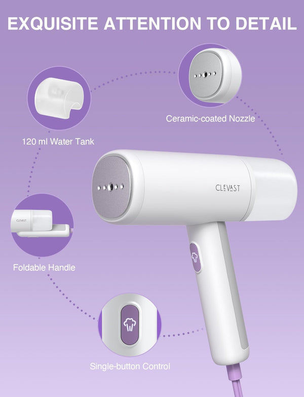 CLEVAST Travel Steamer for Clothes - Portable Handheld Garment Steamer for Clothing