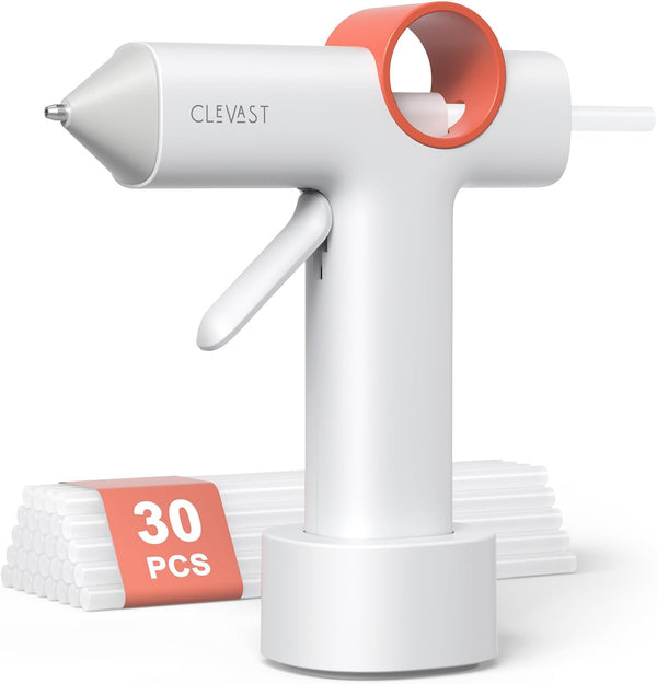 CLEVAST Cordless Hot Glue Gun Kit,5000mAh Rechargeable,40s Fast Heating with 30 Glue Sticks