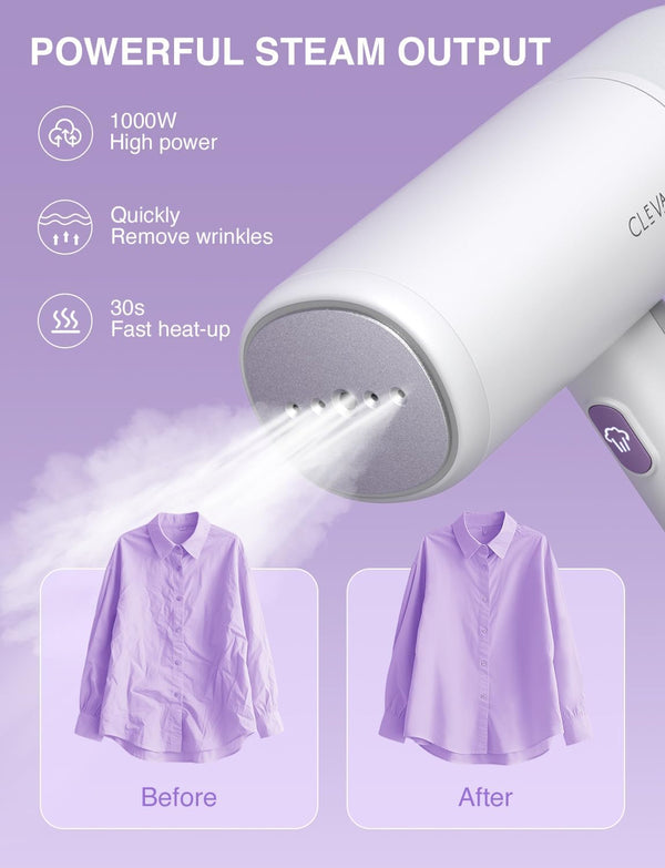CLEVAST Travel Steamer for Clothes - Portable Handheld Garment Steamer for Clothing