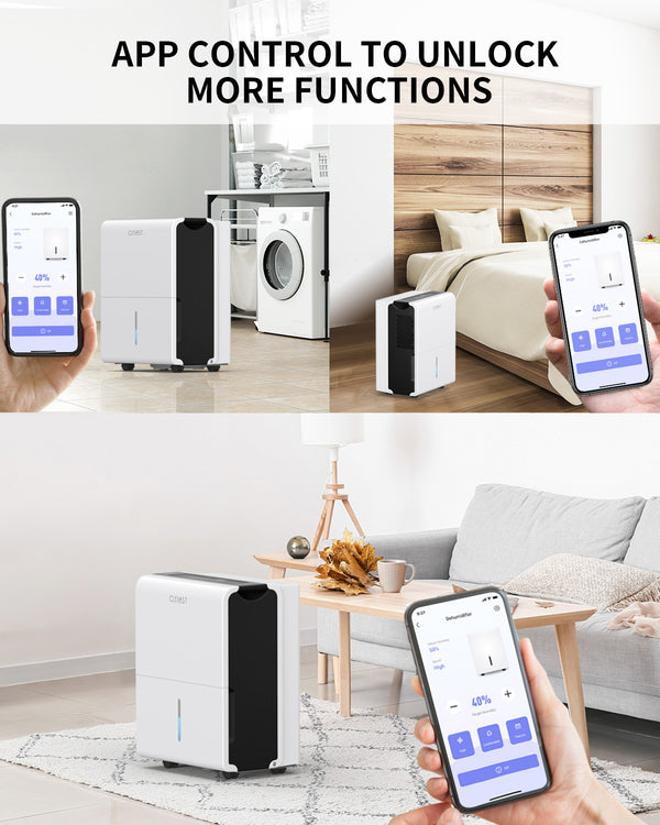 CLEVAST 1,500 Sq. Ft Smart Wi-Fi Energy Star Dehumidifier with App, 22 Pint Dehumidifier with Reusable Air Filter for Bedrooms, Bathrooms, Living Room, Garage and Closet, Works with Alexa, Intelligent Humidity Control