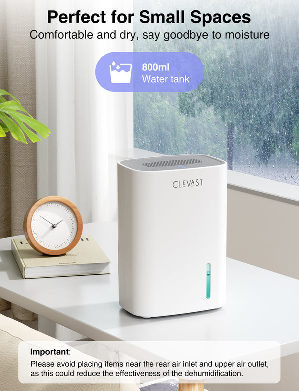 CLEVAST Small Dehumidifier for Home, 30 OZ Mini Quiet Dehumidifiers for Bedroom, Portable Compact Air Dehumidifier for Room, Bathroom, Closet, RV, Camper, House, Baby Nursery with Auto Shut Off