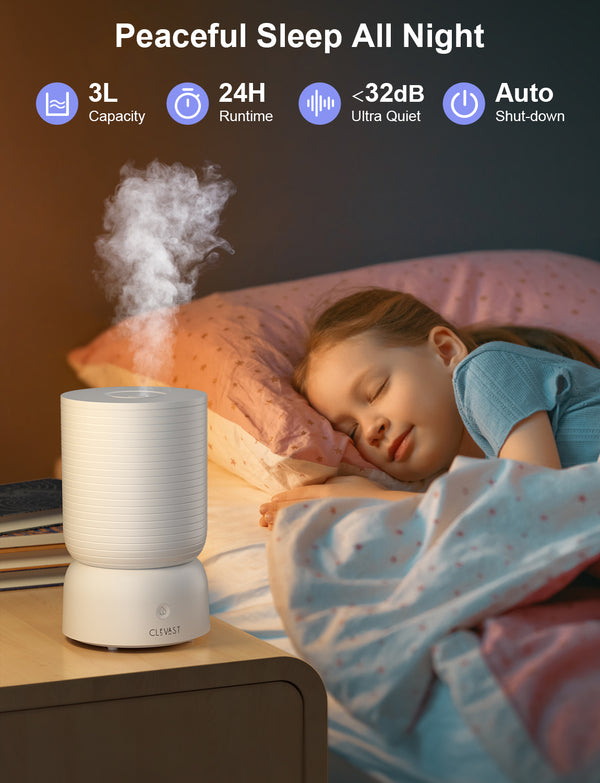 Smart Humidifiers for Bedroom, Top Fill 3L Cool Mist Quiet Ultrasonic Humidifier with Essential Oil Diffuser, Humidity Control, Wi-Fi Air Humidifier for Baby, Home, Work with Alexa