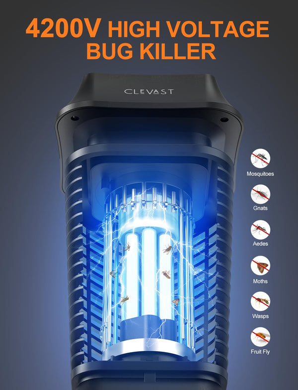 CLEVAST Bug Zapper Outdoor & Indoor, Electric Mosquito Zapper with UV Light, Waterproof Fly Trap Killer for Patio, Yard, Garden