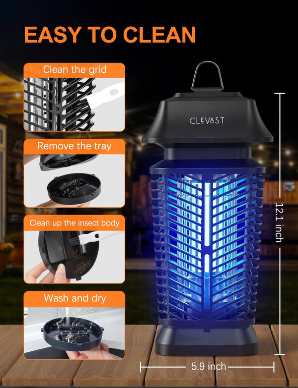 CLEVAST Bug Zapper Outdoor & Indoor, Electric Mosquito Zapper with UV Light, Waterproof Fly Trap Killer for Patio, Yard, Garden